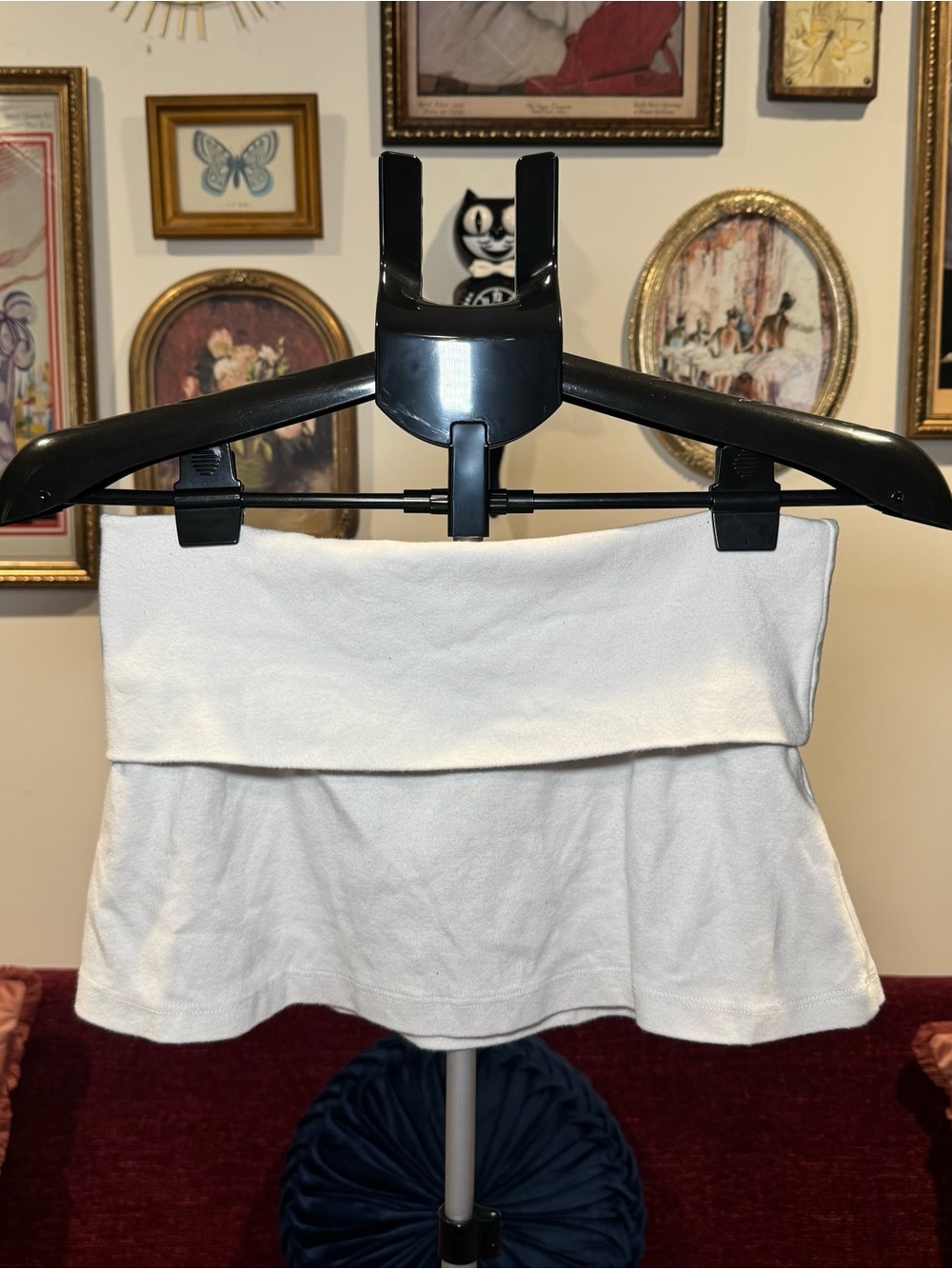 Y2K Vintage White Fold-Over Mini Skirt With Stars